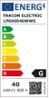 Tracon LP606040WWS, LED panel, négyzet, fehér 230VAC, 50Hz, 40W, 3100lm, 2700K, IP40, 595x595mm,