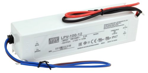 Tracon LPV-100-12, Műanyag házas LED meghajtó 90-264 VAC / 12 VDC; 100 W; 0-8,5 A; IP67