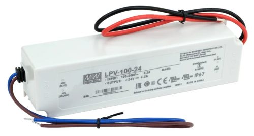 Tracon LPV-100-24, Műanyag házas LED meghajtó 90-264 VAC / 24 VDC; 100 W; 0-4,2 A; IP67