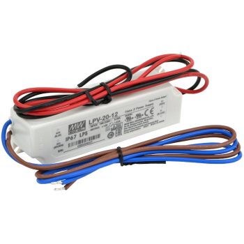   Tracon LPV-20-12, Műanyag házas LED meghajtó 90-264 VAC / 12 VDC; 20 W; 0-1,67 A; IP67