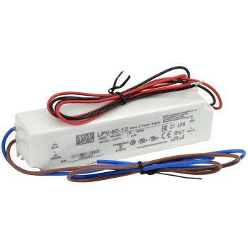   Tracon LPV-60-12, Műanyag házas LED meghajtó 90-264 VAC / 12 VDC; 60 W; 0-5 A; IP67