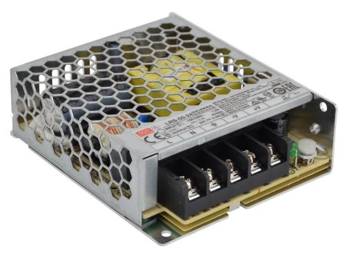 Tracon LRS-50-24, Fém házas LED meghajtó szalagokhoz, szabályozható DC kimenet 85-264 VAC / 24 VDC; 50 W; 0-2,2 A