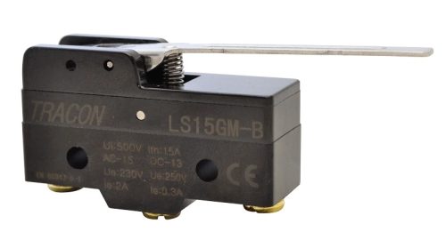 Tracon LS15GM-B Helyzetkapcsoló, rugószáras 1×CO, 2A/230V AC, 49mm, IP00