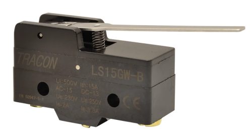 Tracon LS15GW-B Helyzetkapcsoló, rugószáras 1×CO, 2A/230V AC, 48mm, IP00