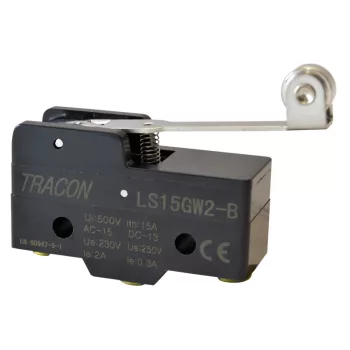   Tracon LS15GW2-B Helyzetkapcsoló, rugószáras-görgős 1×CO, 2A/230V AC, 35mm, IP00