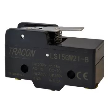   Tracon LS15GW21-B Helyzetkapcsoló, rugószáras 1×CO, 2A/230V AC, 17mm, IP00