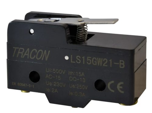 Tracon LS15GW21-B Helyzetkapcsoló, rugószáras 1×CO, 2A/230V AC, 17mm, IP00
