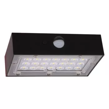 Tracon LSBB3W napelemes LED fali lámpa mozgásérzékelővel, fekete, 3 W, 350 lm, IP65