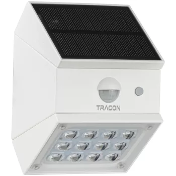   Tracon LSCW2W Napelemes LED fali világítótest mozgásérzékelővel, fehér 2 W, 3000/4000/6000 K, 300 lm, IP65, 3,7 V, 1,2 Ah