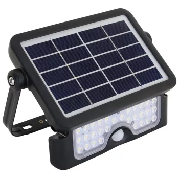 Tracon LSFL5W napelemes LED fényvető mozgásérzékelővel, fekete, 5 W, 500 lm, IP65