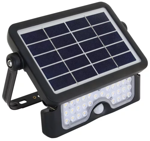 Tracon LSFL5W napelemes LED fényvető mozgásérzékelővel, fekete, 5 W, 500 lm, IP65