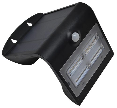 Tracon LSLBB3W, Napelemes LED fali világítótest mozgásérzékelővel, fekete 3,2 W, 4000 K, 400 lm, IP65, 3,7 V, 2 Ah