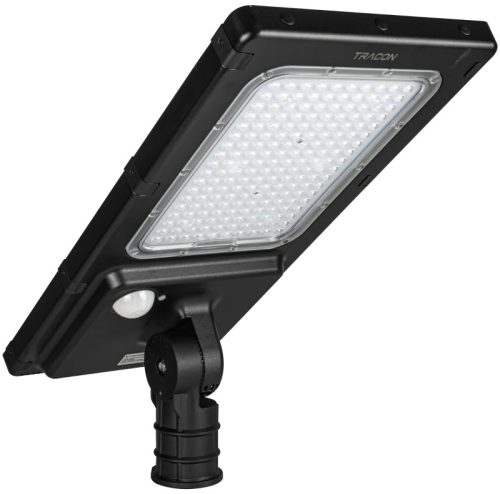 Tracon LSLSH60W Napelemes Hibrid LED utcai világítótest mozgásérzékelővel 60 W, 4000 K, 9600 lm, IP65, 12,8 V, 12 Ah