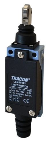 Tracon LSME8122 Helyzetkapcsoló, nyomógörgős 1×NO+1×NC, 5A/250V AC, 90°, IP65