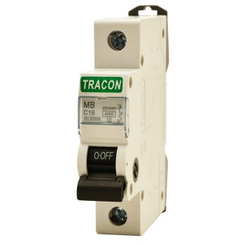   Tracon MB-1C-16, Kismegszakító, 1 pólus, C karakterisztika 16A, 4,5 kA
