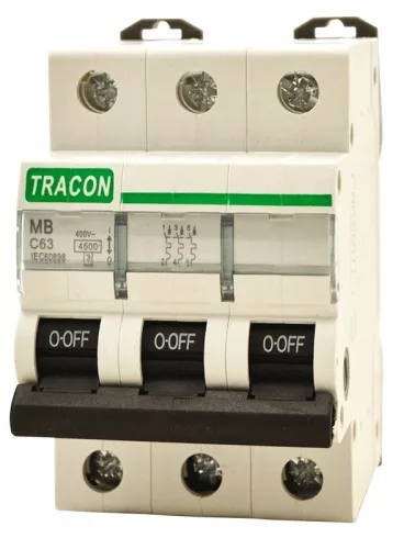 Tracon MB-3C-40 kismegszakító, 3 pólusú, C karakterisztika, 40 A, 4,5 kA
