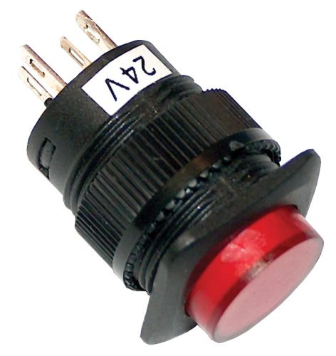 Tracon MNG-002R Mini jelzőlámpás nyomógomb, piros 1×NO, 2V AC/DC