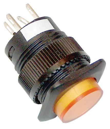 Tracon MNK-002Y Mini jelzőlámpás nyomókapcsoló sárga 1×NO, 2V AC/DC