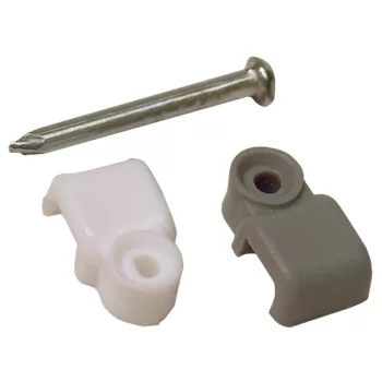 Tracon N0F-20 telefonkábelrögzítő bilincs, szeggel, fehér, 2,5×4,5mm, 20db, PE