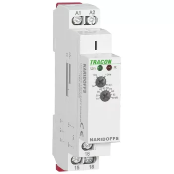   Tracon NARIDOFFS Elengedéskésleltetéses tápfeszültség vezérelt időrelé AC/DC 12-240V, 0,1s-10m, 16A/AC1, 250VAC/24VDC