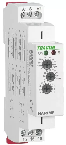 Tracon NARIMF Multifunkciós időrelé (10 funkció) AC/DC 12-240V, 0,1s-10d, 16A/AC1, 250VAC/24VDC