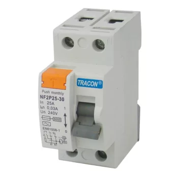   Tracon NF2P25-100, Áram-védőkapcsoló, 2 pólusú 25A, 100mA, 6kA, AC