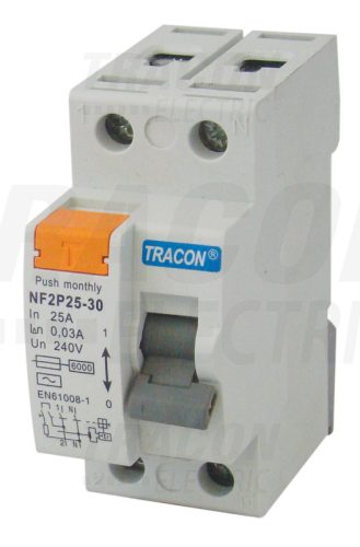 Tracon NF2P25-300, Áram-védőkapcsoló, 2 pólusú 25A, 300mA, 6kA, AC