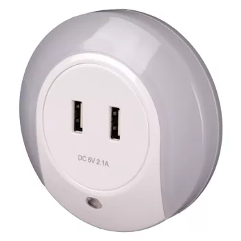   Tracon NLUSB Éjszakai fény érzékelővel 230VAC, 50Hz, 0,4W, 8lm, CDS, 2xUSB