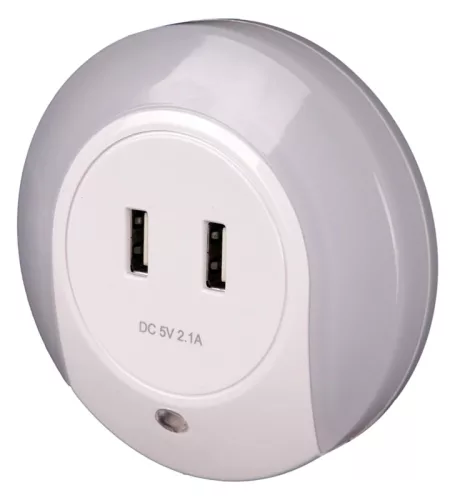Tracon NLUSB Éjszakai fény érzékelővel 230VAC, 50Hz, 0,4W, 8lm, CDS, 2xUSB
