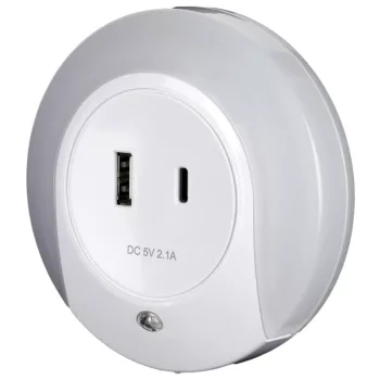   Tracon NLUSBC Éjszakai fény USB-C porttal 230VAC, 50Hz, 0,4W, 15lm, CDS, 1xUSB, 1xUSB-C