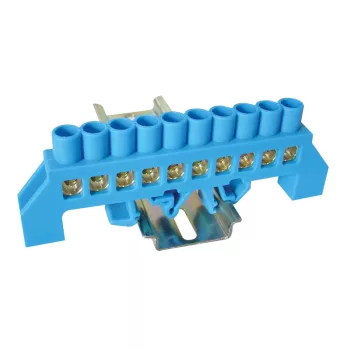   Tracon NPE-B8-10, Szigetelt földelősín (N/PE), kék 230/400VAC, 100A, 8×12mm, 10P, IP20