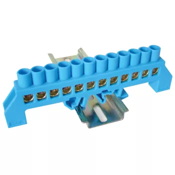   Tracon NPE-B8-12, Szigetelt földelősín (N/PE), kék 230/400VAC, 100A, 8×12mm, 12P, IP20