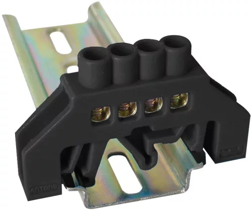 Tracon NPE-BK6-4 Szigetelt földelősín (N/PE), fekete 230/400VAC, 63A, 6×9mm, 4P, IP20