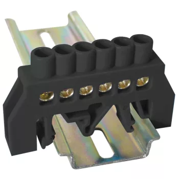   Tracon NPE-BK6-6 Szigetelt földelősín (N/PE), fekete 230/400VAC, 63A, 6×9mm, 6P, IP20