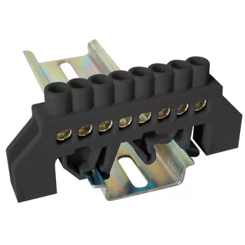   Tracon NPE-BK6-8 Szigetelt földelősín (N/PE), fekete 230/400VAC, 63A, 6×9mm, 8P, IP20