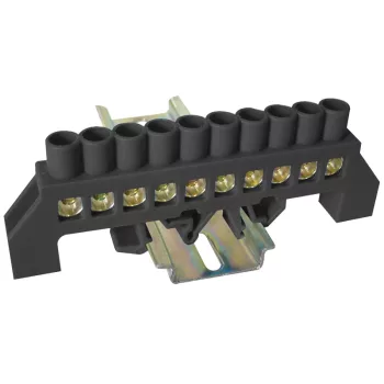   Tracon NPE-BK8-10 Szigetelt földelősín (N/PE), fekete 230/400VAC, 100A, 8×12mm, 10P, IP20