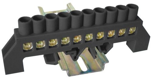 Tracon NPE-BK8-10 Szigetelt földelősín (N/PE), fekete 230/400VAC, 100A, 8×12mm, 10P, IP20