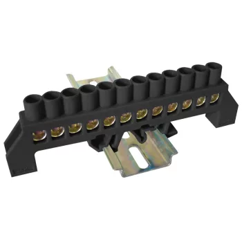   Tracon NPE-BK8-12 Szigetelt földelősín (N/PE), fekete 230/400VAC, 100A, 8×12mm, 12P, IP20