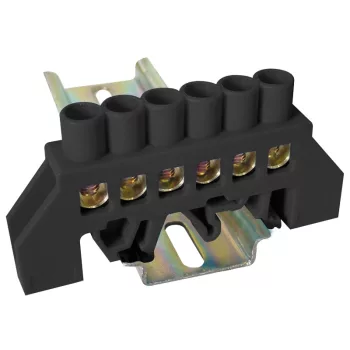   Tracon NPE-BK8-6 Szigetelt földelősín (N/PE), fekete 230/400VAC, 100A, 8×12mm, 6P, IP20