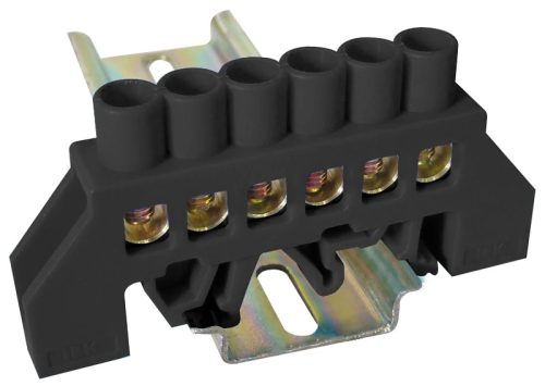 Tracon NPE-BK8-6 Szigetelt földelősín (N/PE), fekete 230/400VAC, 100A, 8×12mm, 6P, IP20