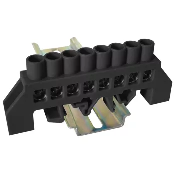   Tracon NPE-BK8-8 Szigetelt földelősín (N/PE), fekete 230/400VAC, 100A, 8×12mm, 8P, IP20