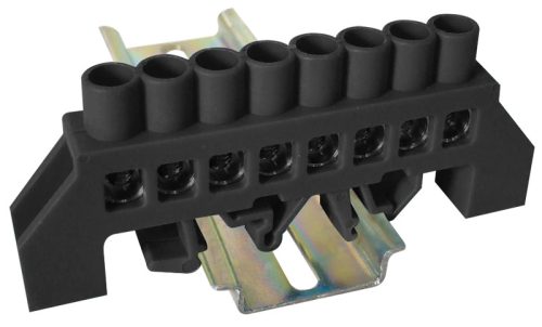 Tracon NPE-BK8-8 Szigetelt földelősín (N/PE), fekete 230/400VAC, 100A, 8×12mm, 8P, IP20