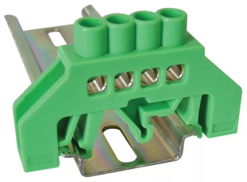 Tracon NPE-G6-4, Szigetelt földelősín (N/PE), zöld 230/400VAC, 100A, 6×9mm, 4P, IP20