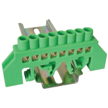   Tracon NPE-G6-8, Szigetelt földelősín (N/PE), zöld 230/400VAC, 100A, 6×9mm, 8P, IP20