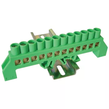   Tracon NPE-G8-12, Szigetelt földelősín (N/PE), zöld 230/400VAC, 100A, 8×12mm, 12P, IP20