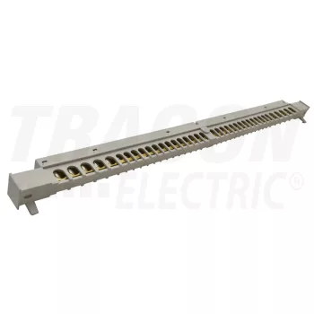   Tracon NPE-Z-38 Szigetelt földelősín (N/PE) EDSS-18/. mod.elosztóhoz 230/400VAC, 100A, 13,7×26,6mm, L=360 mm, 38P, IP20