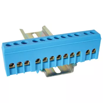   Tracon NPE-ZB, Szigetelt földelősín (N/PE), zárt, kék 230/400VAC, 100A, 6×9mm, 12P, IP20