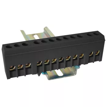   Tracon NPE-ZBK Szigetelt földelősín (N/PE), fekete 230/400VAC, 63A, 6×9mm, 12P, IP20