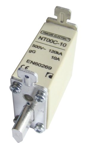Tracon NT00C-10, Késes biztosító 500V AC, 10A, 00C, 120kA, gG