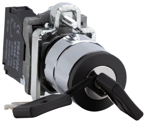 Tracon NYBG41KKT Tokozott kulcsos kapcsoló, fémalap, bal-jobb KI, kétállású 1×NO, 3A/230V AC, IP44